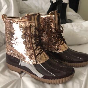 Sequin Duck Boots